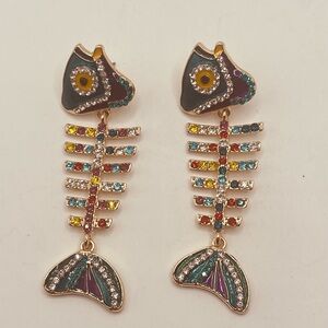 Gold plated earrings for women fish design